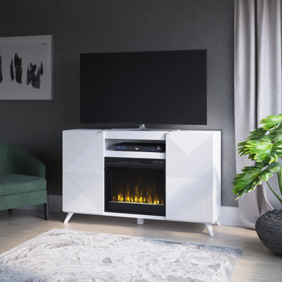 White Bedroom Tv Stand With Electric Fireplace | Wayfair